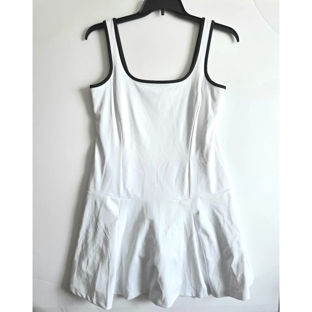 J.Crew Women White Black Trim Pleated Tennis Dress CG043 Size M NWT